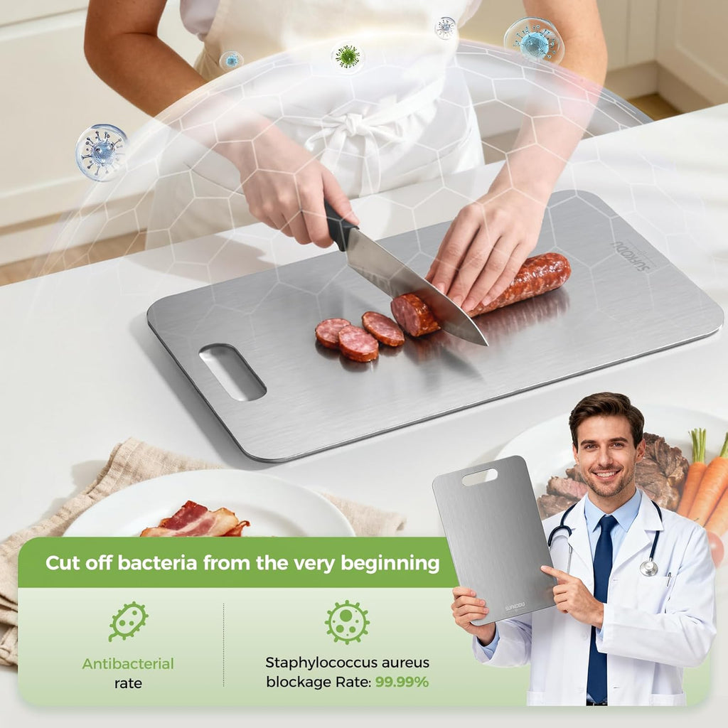 Titanium Cutting Board Set by [Brand Name] - 100% Double-Sided, Non-Toxic, Dishwasher Safe | 3 Sizes for Raw & Cooked Food