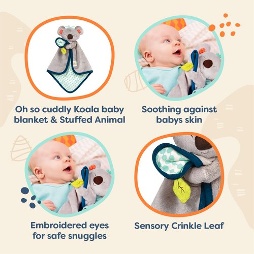 B. toys – Koala Lovey – Plush Security Blanket – Stuffed Animal for Babies – Soft Baby Blankie – Newborn, 0 Snugglies – Fluffy Koko
