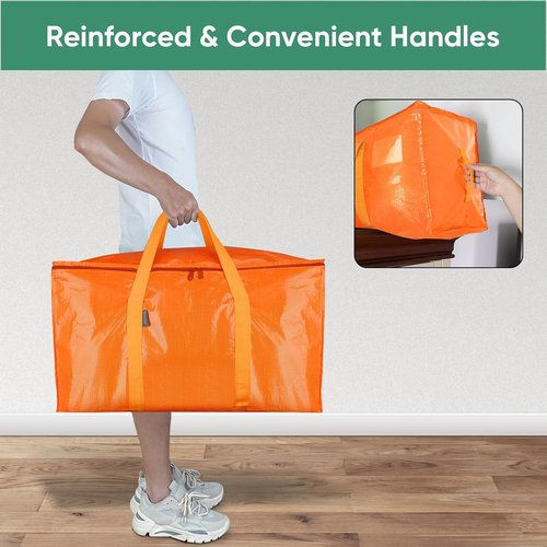 BALEINE Oversized Moving Bags - Heavy-Duty Storage Totes with Reinforced Handles | 2-Pack, Orange