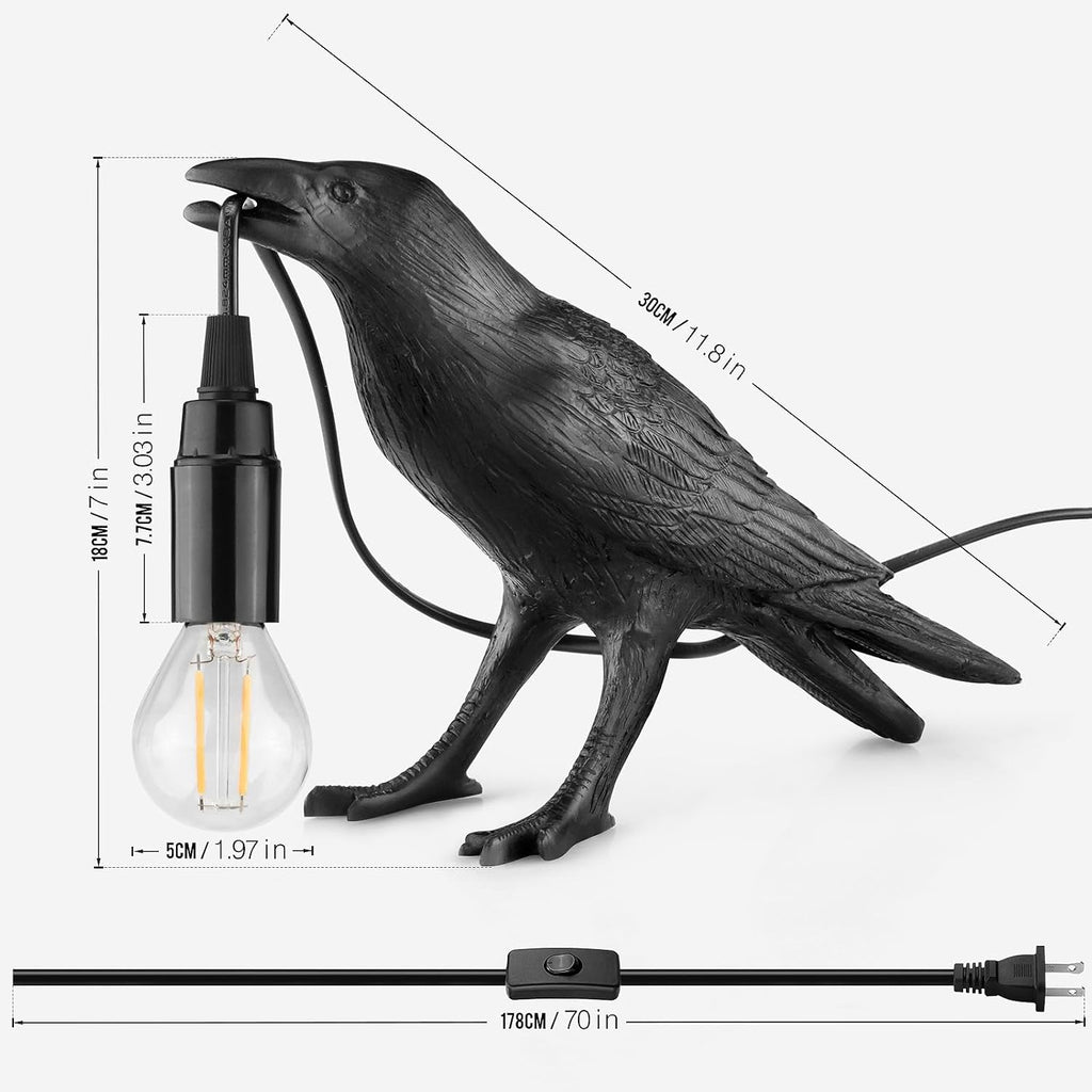 Skiennix Halloween Crow Lamp - Gothic Raven Table Light for Bedroom & Living Room Decor