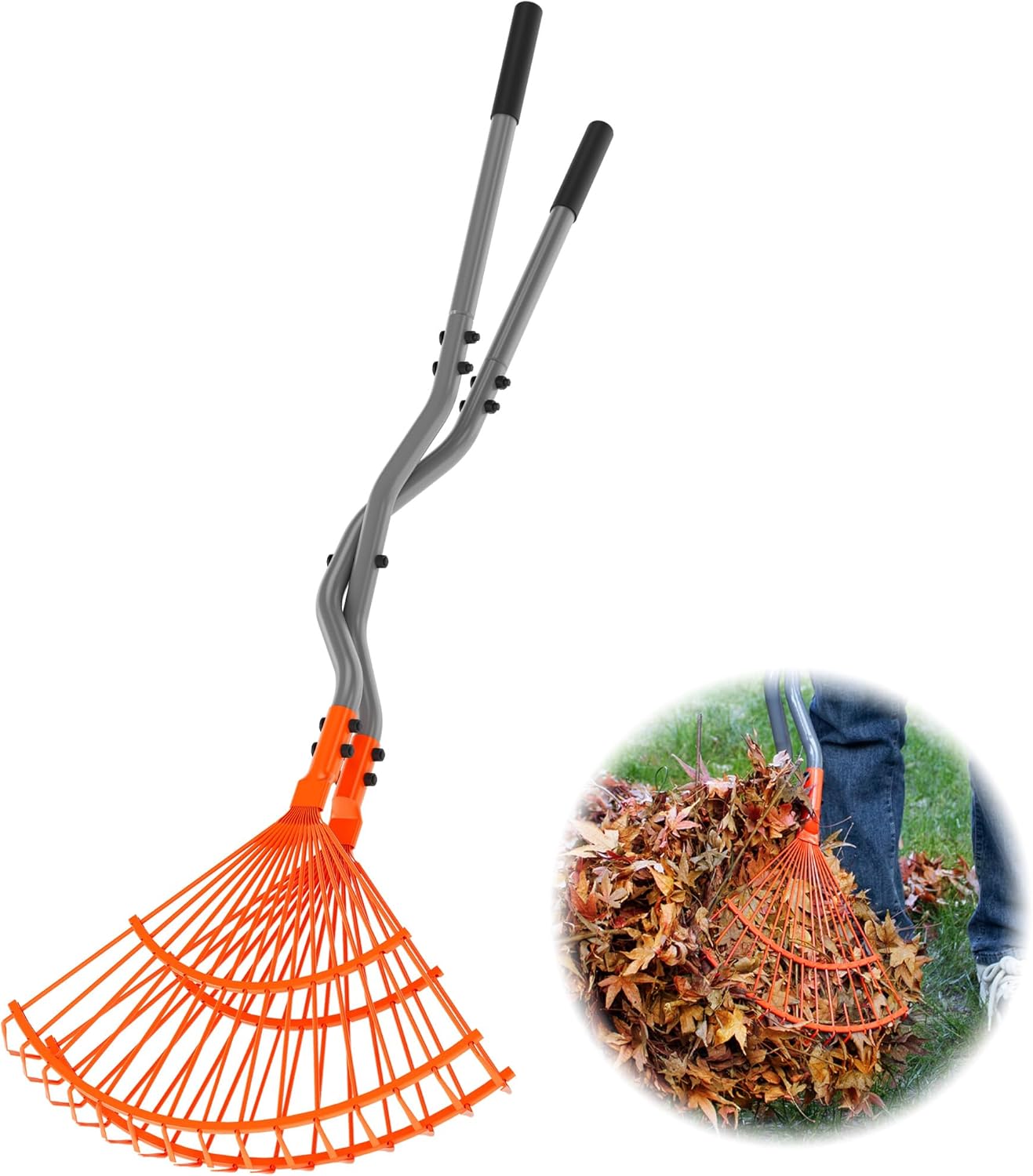 Walensee Leaf Rake - Heavy Duty Leaf Picker & Scooper with Long Steel Handle | Multi-Use Garden Claw