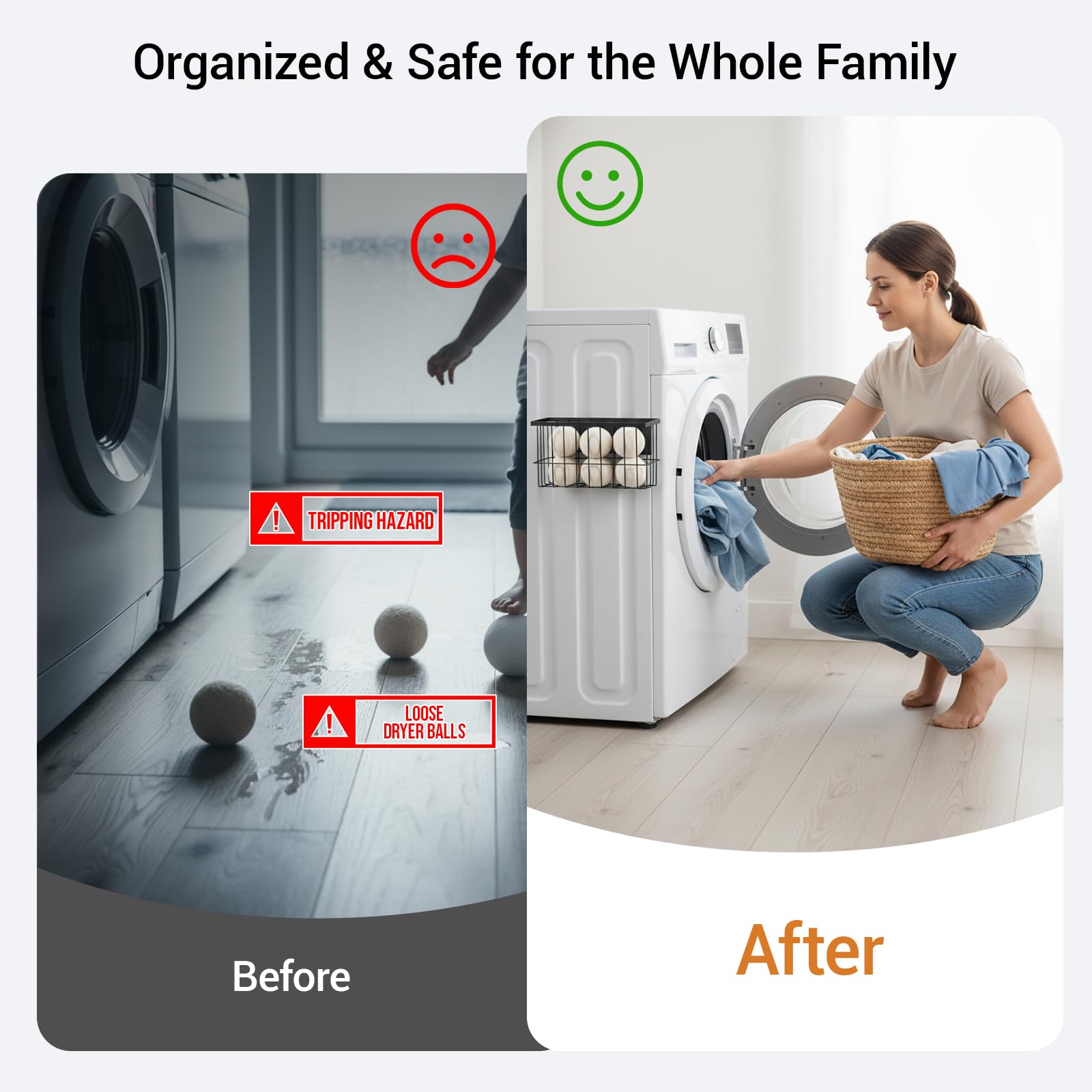 2-Pack Magnetic Basket, Dryer Ball Holder for Laundry Room Organization