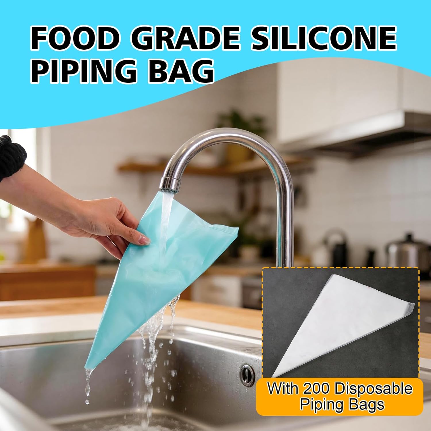 Skiennix Piping Bags and Tips Set - 245-Piece Cake Decorating Kit | 12-Inch Disposable Pastry Bags & Reusable Icing Tools for Cupcakes & Cookies