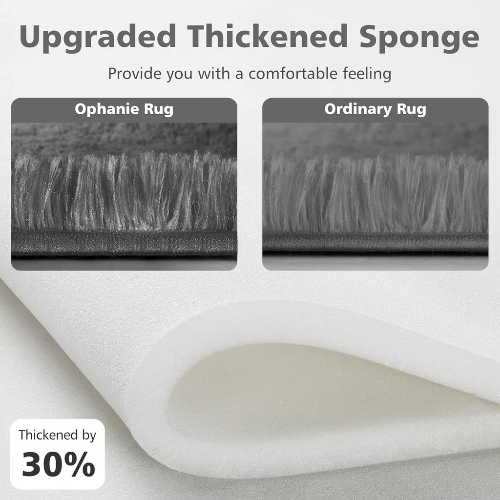 Ophanie 2x3 Light Grey Fluffy Rug - Comfy Soft Plush Shag Carpet | Non-Slip Indoor Floor Decor