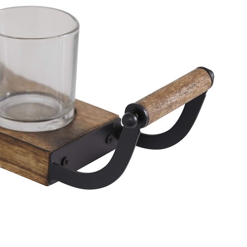 Deco 79 Wood Tealight 8 Glass Sleeve Candle Holder, Set of 2 24", 18"W, Brown