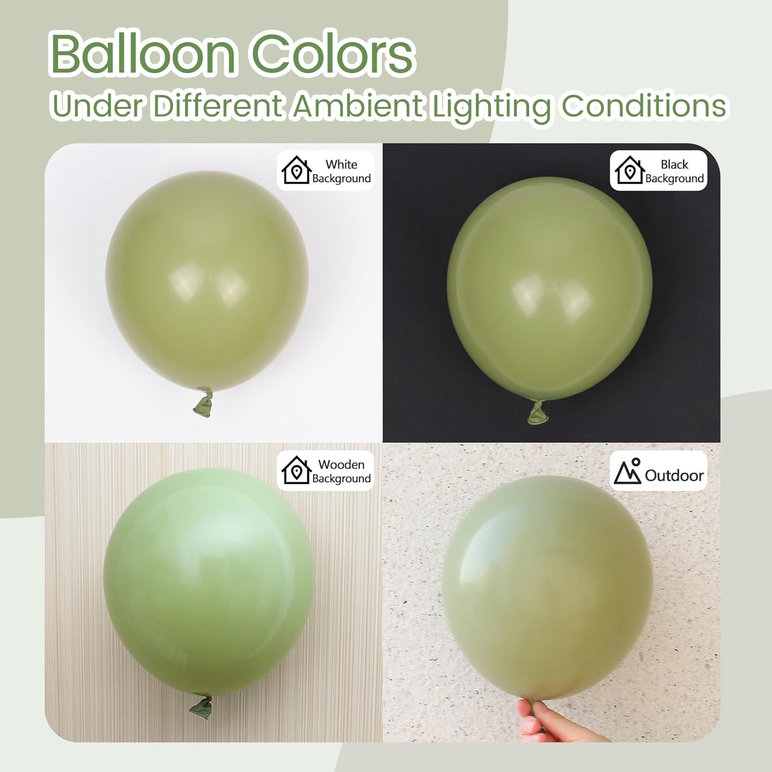 Sage Green Balloons - 12 Inch Dusty Green Party Balloons | 50pcs for Weddings & Celebrations