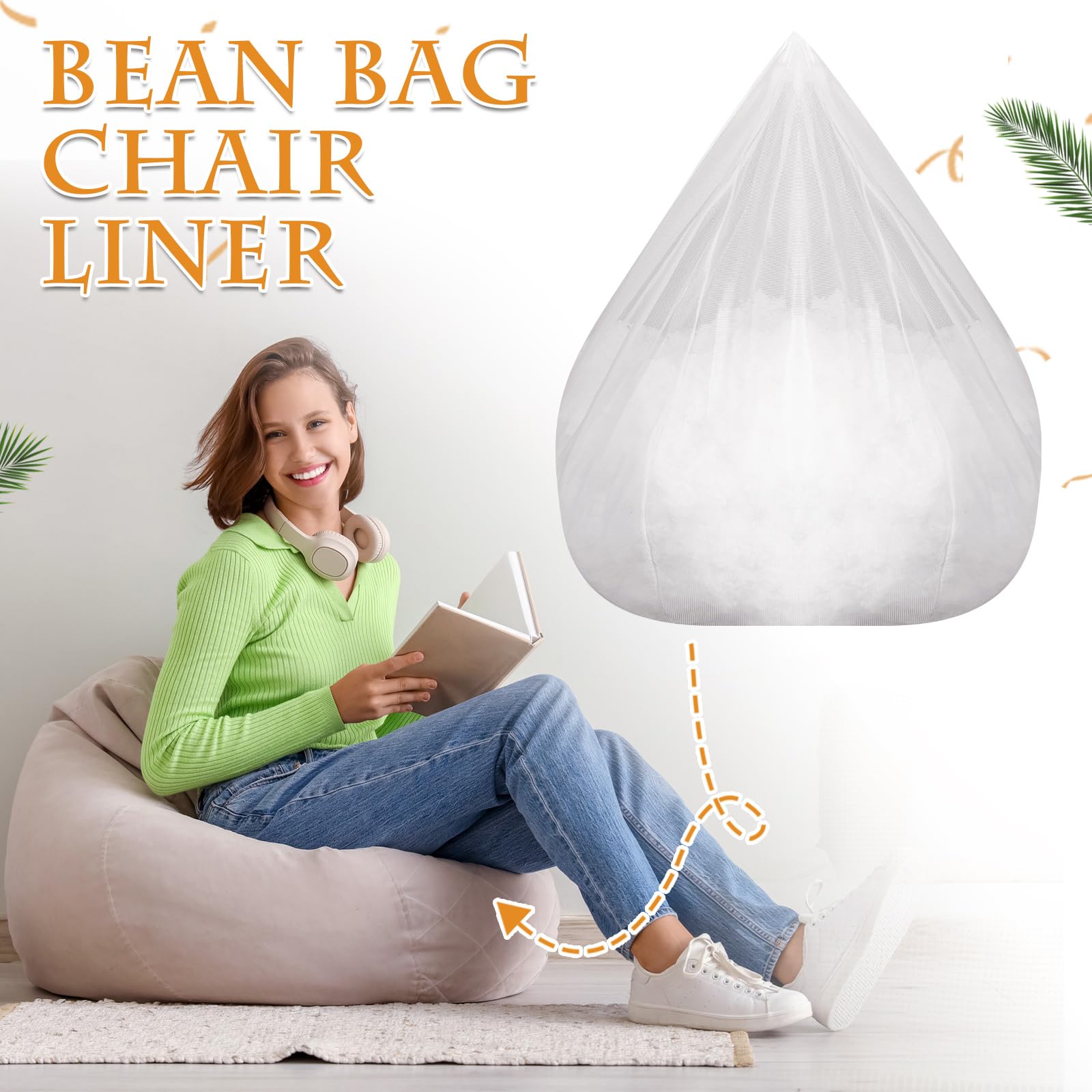 SmoothNovelty 3 Pack Inner Liners for Bean Bag Chair Bean Bag Inner Liner Insert Replacement Lazy Sofa Liner Easy to Clean Cover Seat, Zipper Opening No Filler(80 x 90cm/31.5 x 35.4 Inch)