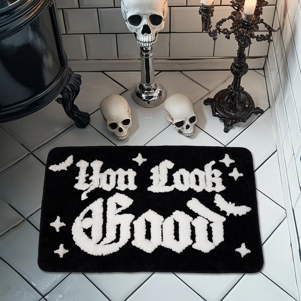 QIONG MENG Halloween Rug Your Look Good Gothic Bathroom Rug Halloween Bath Mat Spooky Bathroom Mat Floor Doormats Rugs 17 x 27 Inch for Tub Home Living Room