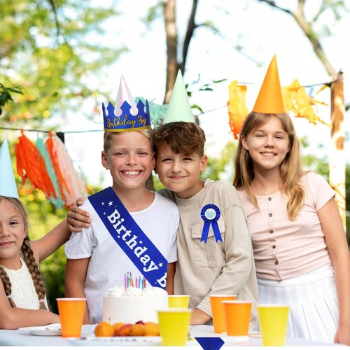 Birthday Boy Crown Party Set Birthday Boy Hat King Crown Party Dress-Up Accessory Supplies for BirthdayParty Decoration