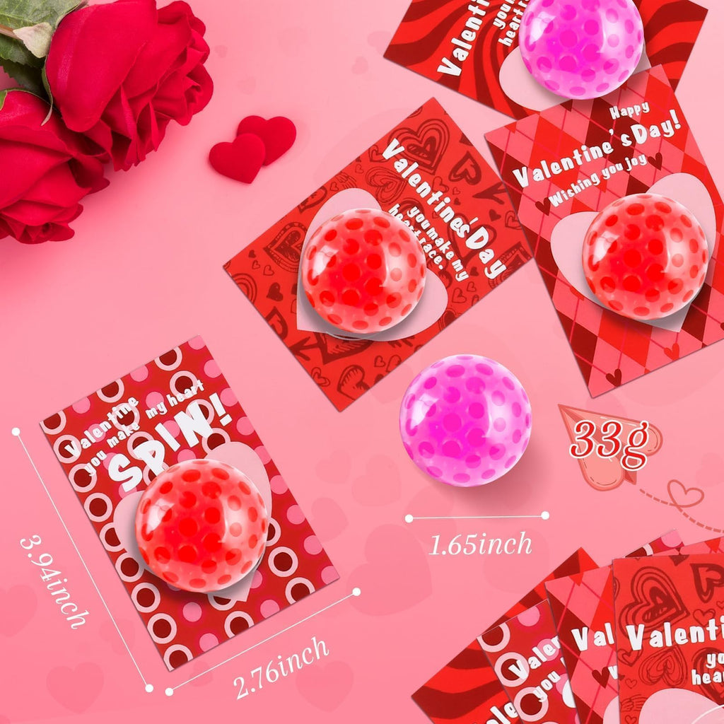 Valentines Day Gifts for Kids, 32 Pack Stress Balls with Valentines Day Cards, Stress Relief Squeeze Balls for Boys & Girls Valentines Party Favors Gift Exchange Rewards School Classroom Prizes