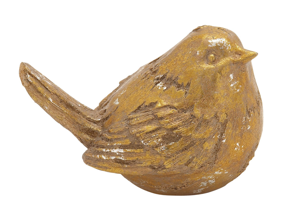 Deco 79 Polystone Bird Decorative Sculpture Home Decor Statues, Set of 2 Accent Figurines 8"W, 6"H, Gold