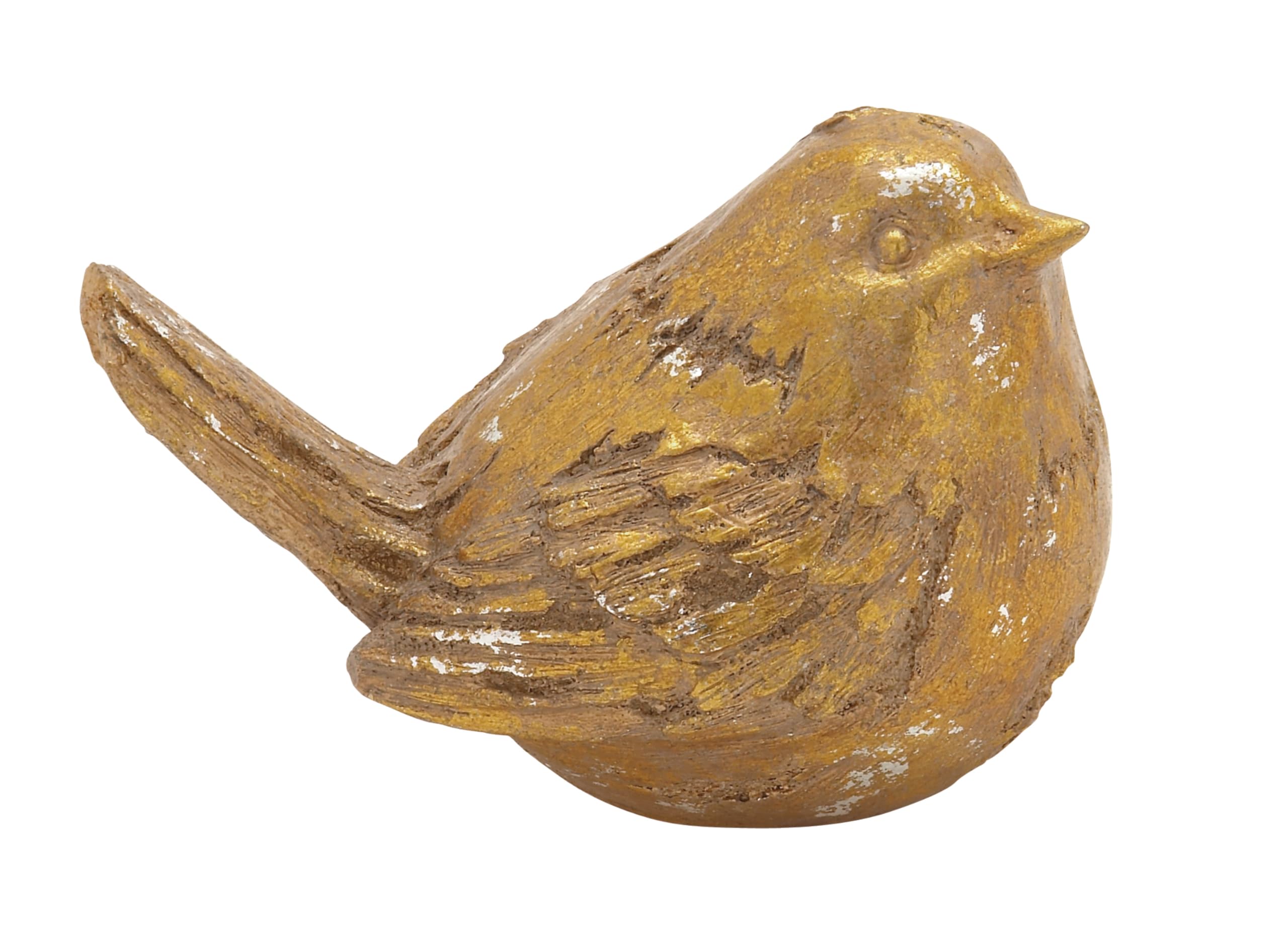 Deco 79 Polystone Bird Decorative Sculpture Home Decor Statues, Set of 2 Accent Figurines 8"W, 6"H, Gold