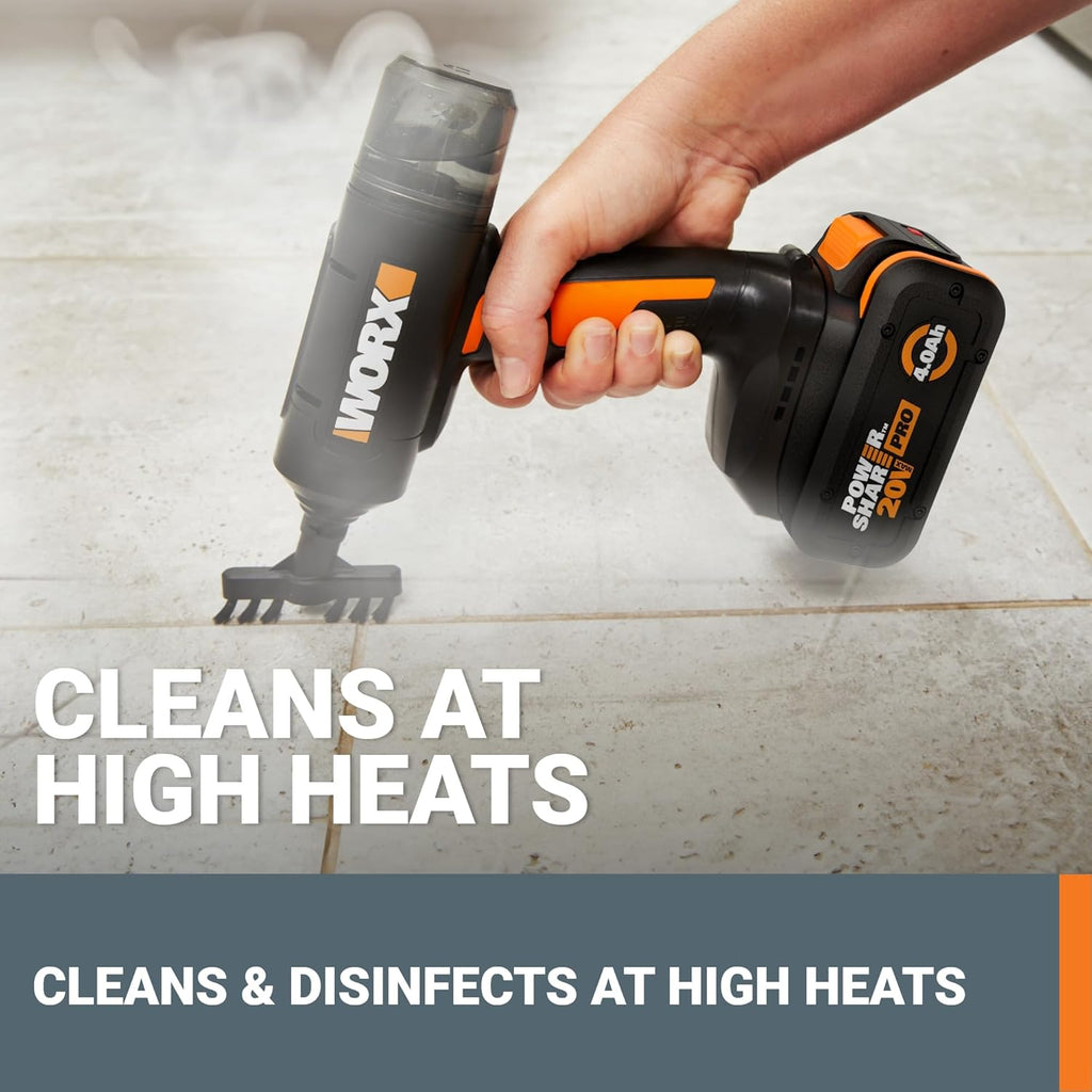 Worx 20V SteamStorm Cordless Handheld Steam Cleaner - 220°F Quick Preheat, Lightweight & Portable | Includes Battery & Charger