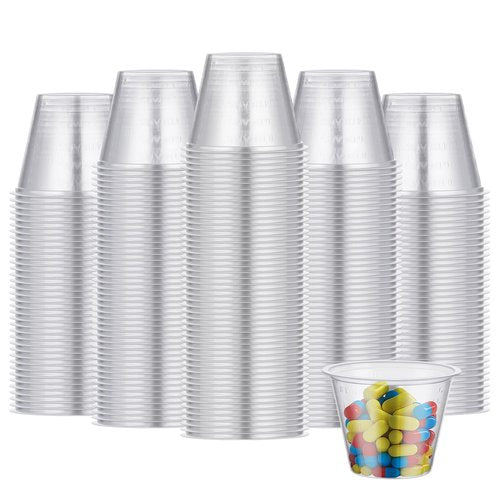Dualshine 300 Pack Disposable Graduated Medicine Cups (30ml), 1 oz Plastic Med Cups for Mixed Pills, Liquid Medication Measuring, Resin, Epoxy, DIY Arts & Crafts