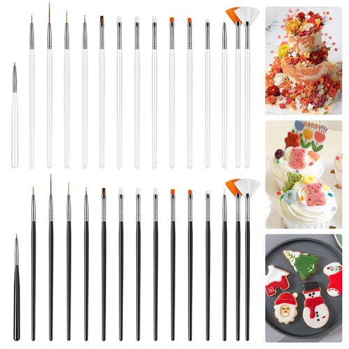 30PCS Food Safe Paint Brushes - Professional Cake Decorating Tools Kit for Cookies, Cupcakes & Fondant Cookie Decorating Supplies