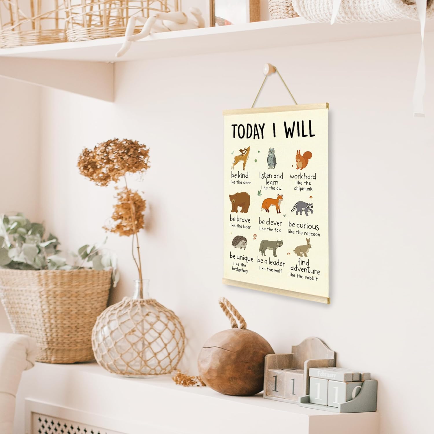 CGBHW Positive Affirmations Poster Hanger Frame - 12x16 Inspirational Wall Art for Kids' Rooms | Forest Animals Design