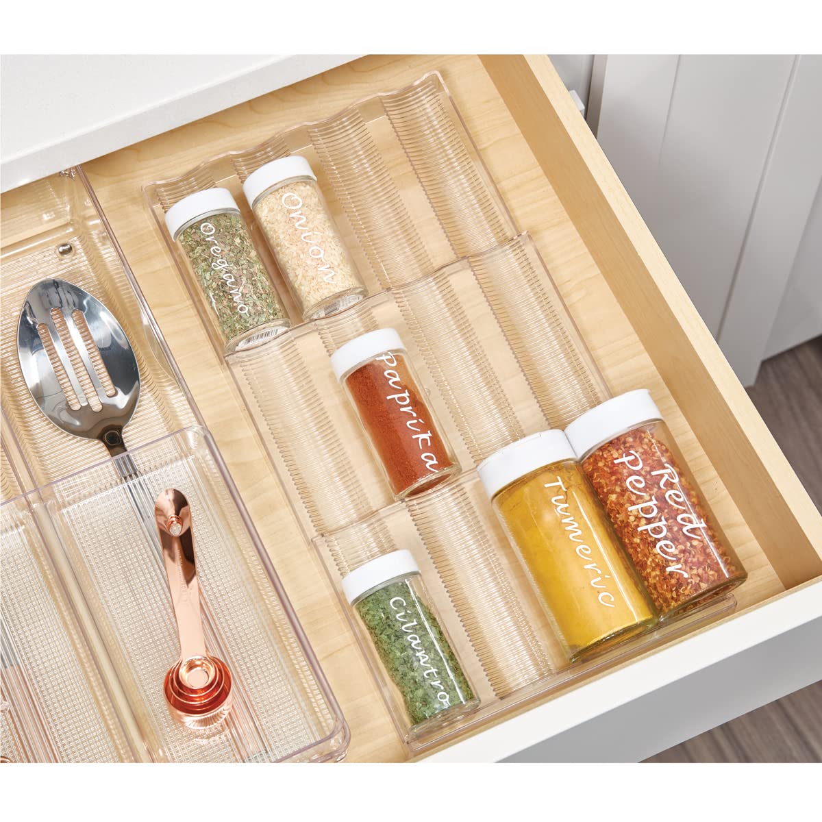 iDesign Linus Spice Rack, Drawer Organizer for Kitchen Storage - Clear