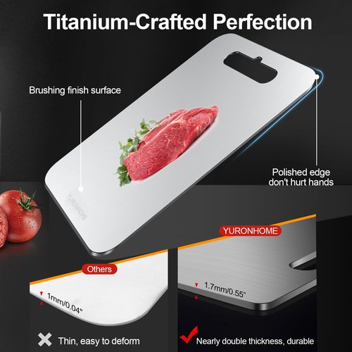 YuronHome Titanium Cutting Boards Set of 3, Cutting Boards for Kitchen, Double-Sided Food-Grade, No toxic, 2026 Upgrade, Hygiene Durable Dishwasher Safe Chopping Board for Meats, Fruits, Vegetables