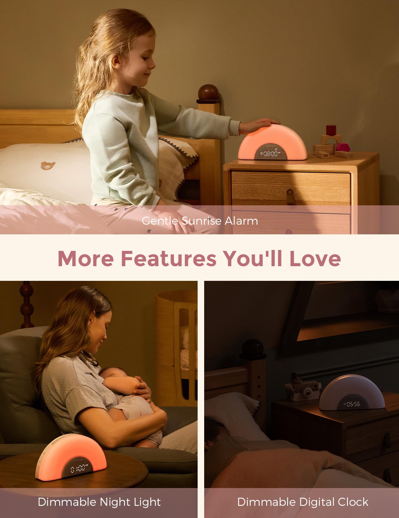 Momcozy Baby Sound Machine & Night Light–White Noise Machine with App Control, Sunrise Alarm, 34 Soothing Sounds–Sleep Trainer for Newborns & Toddlers, Travel Nursery Essential
