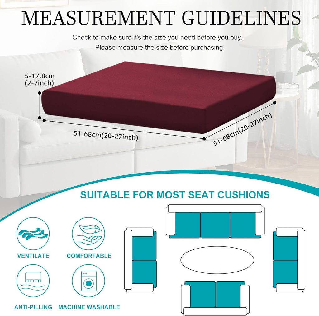 Skiennix 14 Pcs Patio Cushion Covers - Washable Outdoor Couch Slipcovers in Wine Red