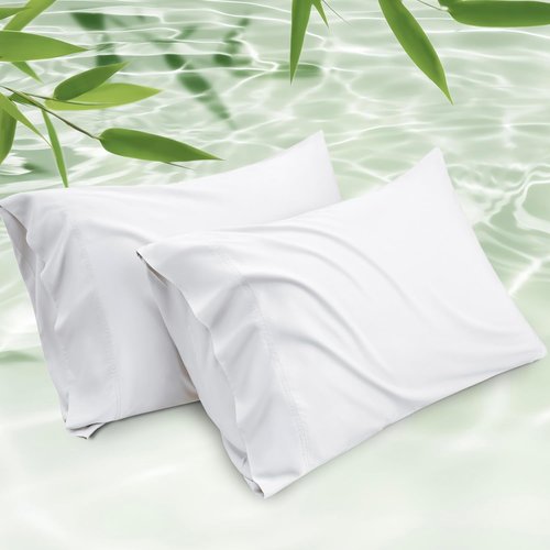 Bedsure Cooling Pillow Cases Set of 2 | Soft Rayon Bamboo Queen Pillow Covers, 20x30 Inches