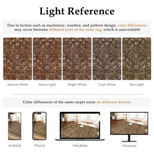 HUGEAR 2x8 Runner Rug Machine Washable Brown Hallway Area Rug Indoor Accent Rugs Floral Low Pile Carpet Soft Throw Rugs Bedroom Living Room Office Dining Kitchen Laundry Non Slip