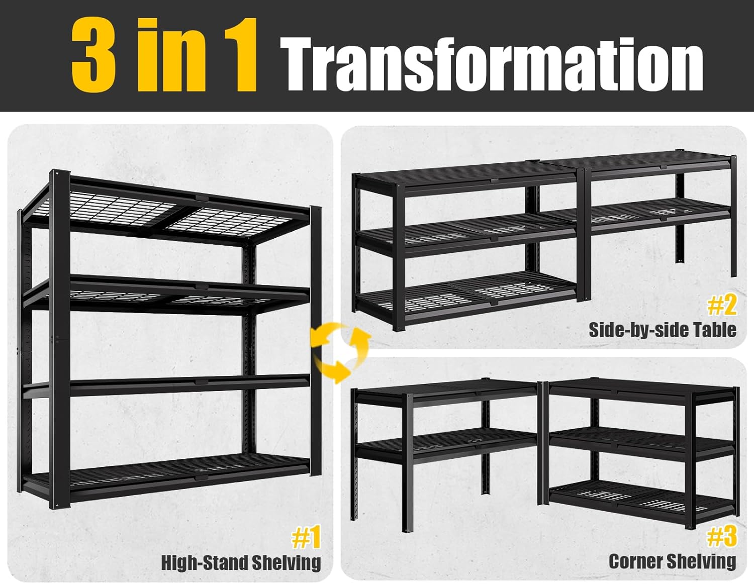 PrimeZone Heavy Duty Garage Shelving - 2200 LBS Capacity | Adjustable 4-Tier Metal Rack 40" W X 20" D X 60" H