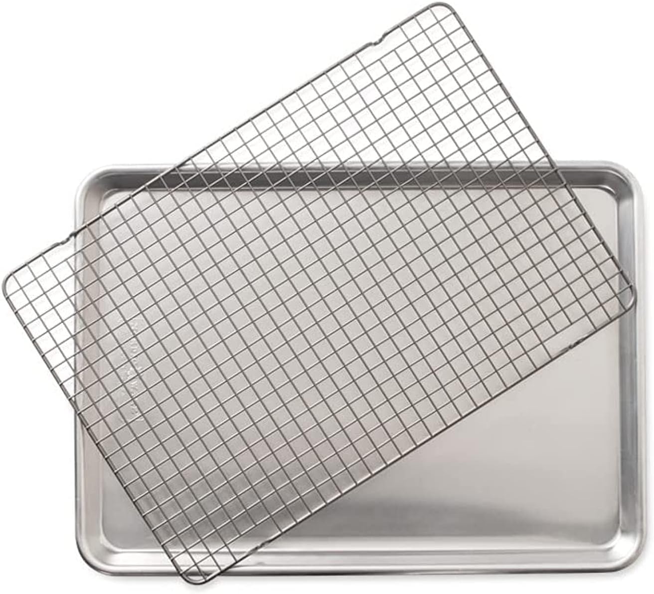 Nordic Ware Half Sheet & Quarter Sheet Set - Nonstick Baking Trays with Grid Design