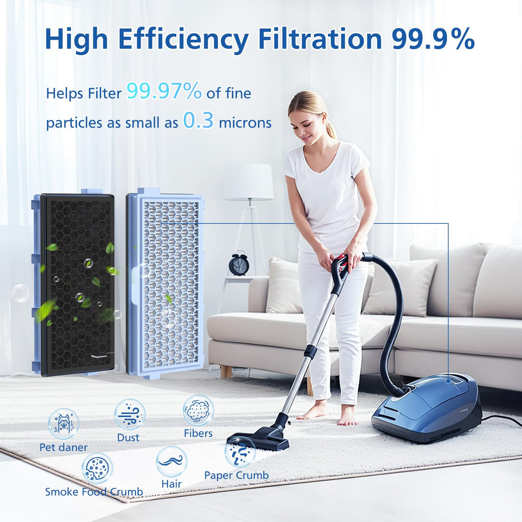 3 Pack SF-HA 50 Filters, Only Compatible with Miele Compact C1 & C2, Complete C2 & C3, S8340, S4, S5, S6, S8, S4000–S8999 and Guard L1/ M1/ S1 Vacuum Cleaners–NOT for Classic C1 or Complete C1