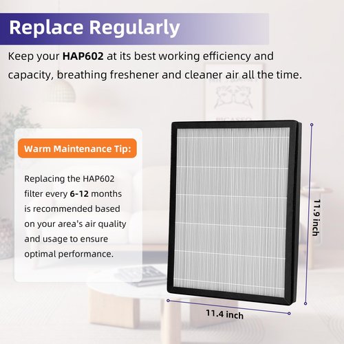 HAP602 Replacement Filters Compatible with ECOSELF HAP602 HAP602WF Air Cleaner Purifiers, 3-in-1 H13 True HEPA, High-Efficiency Activated Carbon Filters RF-HAP602 2 Pack