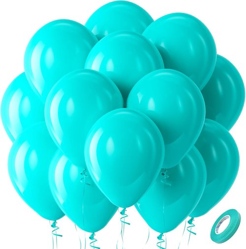 Bezente Teal Balloons - 100 Pack 12-Inch Round Latex Balloons for Weddings, Graduations & Parties
