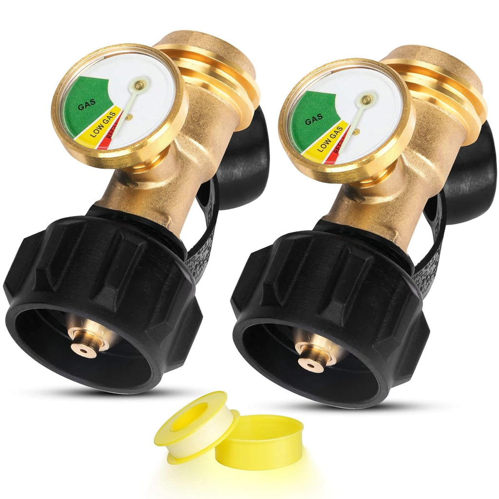 Propane Tank Gauge by [Brand Name] - Accurate Level Indicator & Leak Detector for 20lb Tanks | Solid Brass, 2 Pack
