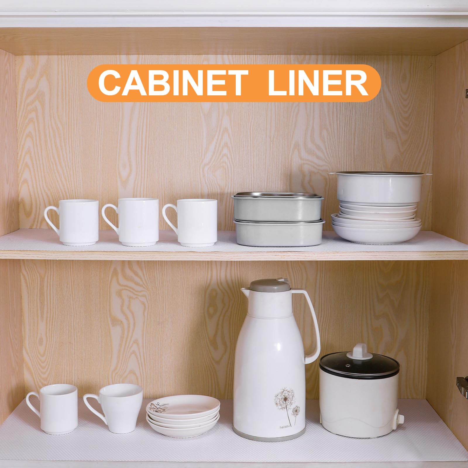 FLPMIX Shelf Liner 22 inch Wide - Waterproof Cabinets Liners, Non Adhesive, Easy to Cut Under Sink Mat Liners for Kitchens Drawer, Shelves, 22 X 300Inch White