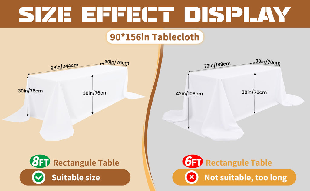 fani 8 Packs Tablecloth 90 x 156 Inch, Ivory Polyester Table-Cloth for 8ft Rectangle Tables, Stain and Wrinkle Resistant Washable Fabric Table Cover for Wedding Banquets Parties Buffet Dining