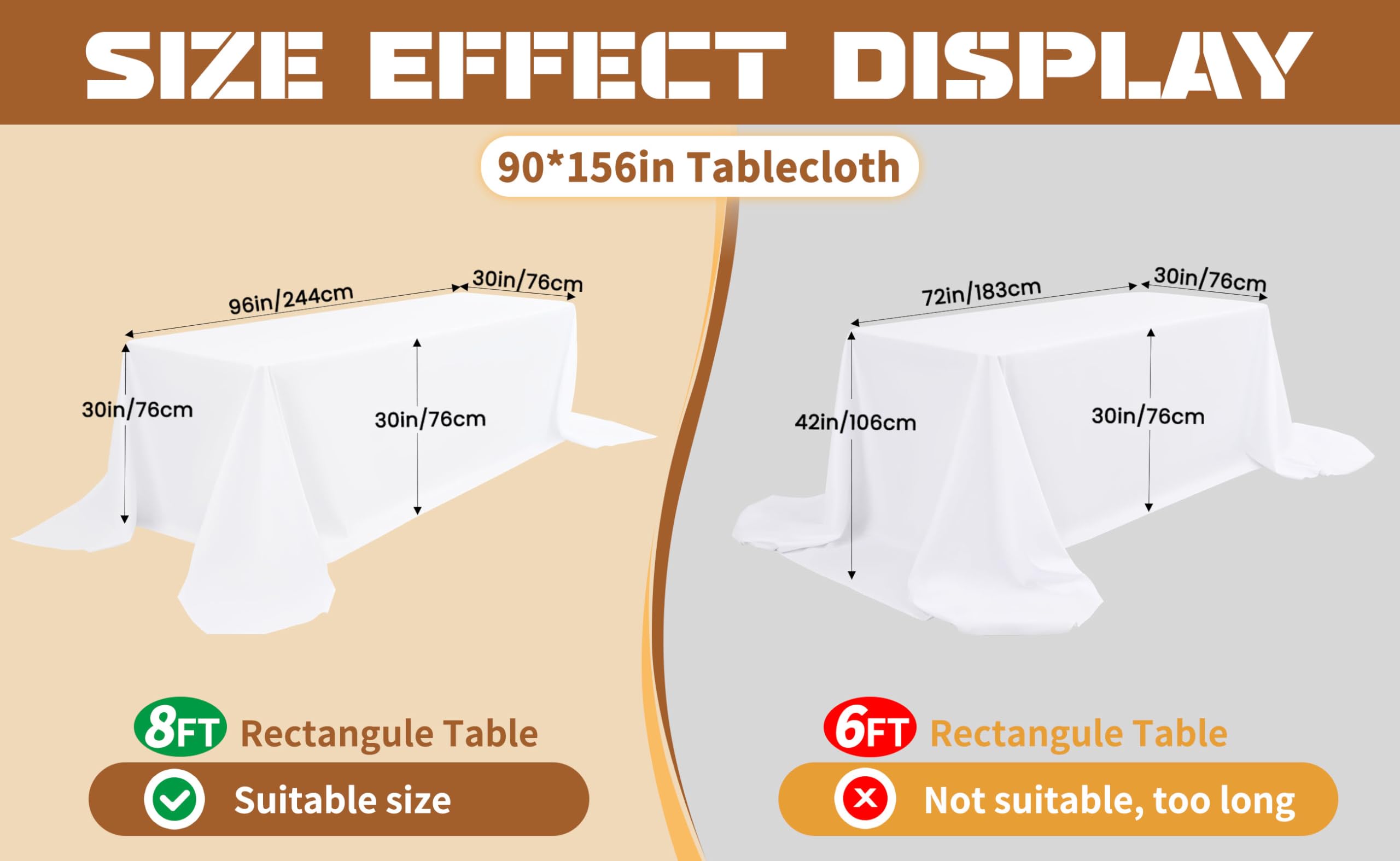 fani 8 Packs Tablecloth 90 x 156 Inch, Ivory Polyester Table-Cloth for 8ft Rectangle Tables, Stain and Wrinkle Resistant Washable Fabric Table Cover for Wedding Banquets Parties Buffet Dining