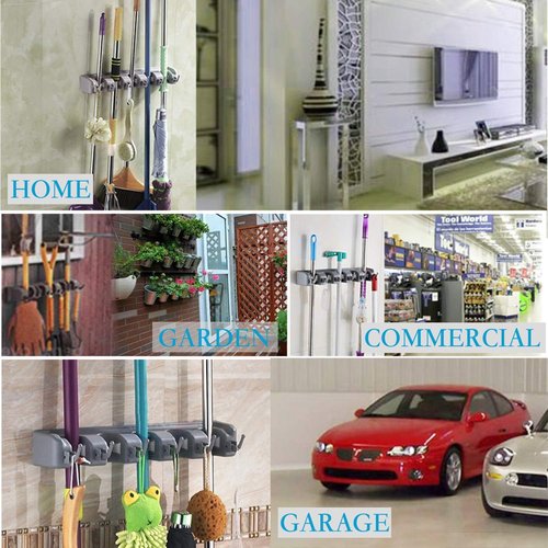 HYRIXDIRECT Broom Hanger - Heavy-Duty Wall Mount Organizer for Mops & Garden Tools | Ideal for Garage & Laundry Storage