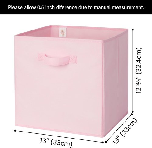 Granny Says Cube Storage Bins - Collapsible 13x13 Organizer with Handle | Pink 6-Pack for Closet & Shelves
