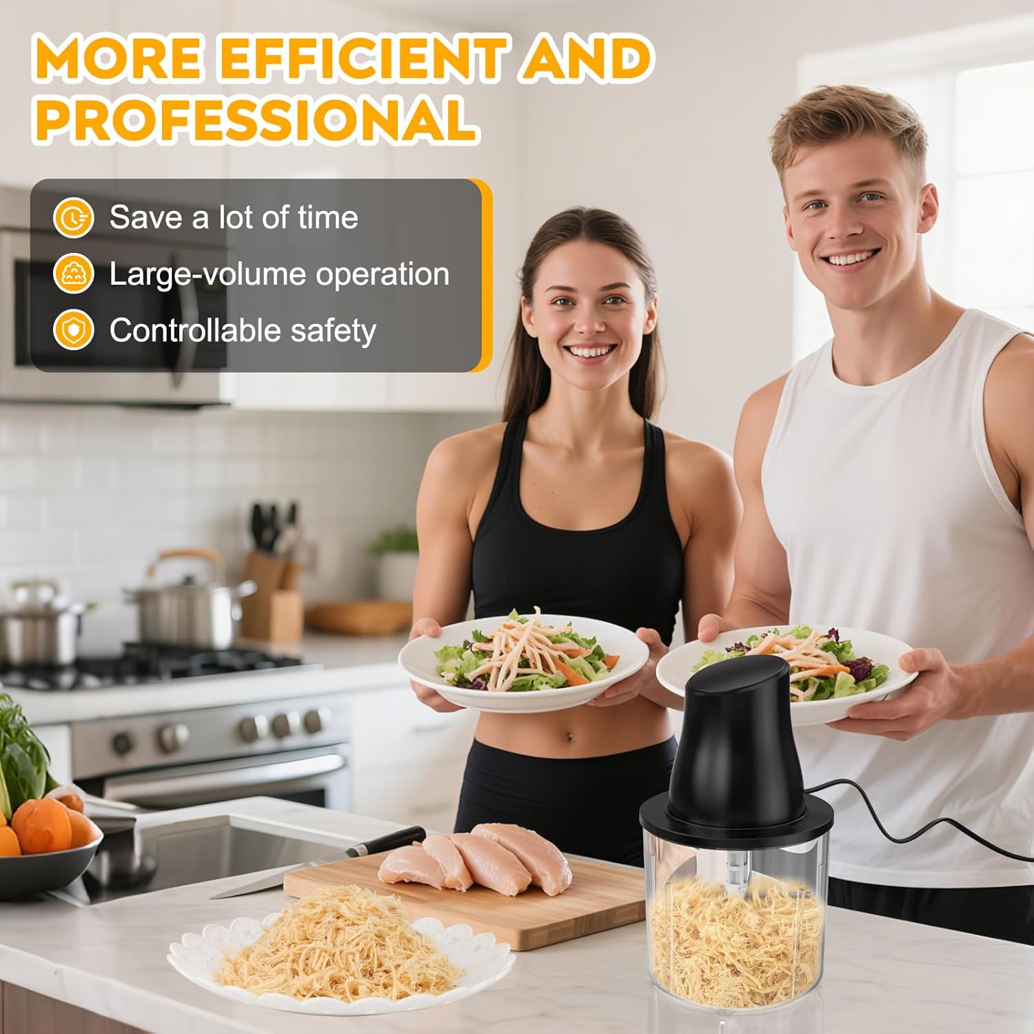 Skiennix Electric Chicken Shredder Tool - 250W Multifunctional Meat Grinder for Chicken, Fruits & Veggies (Black)