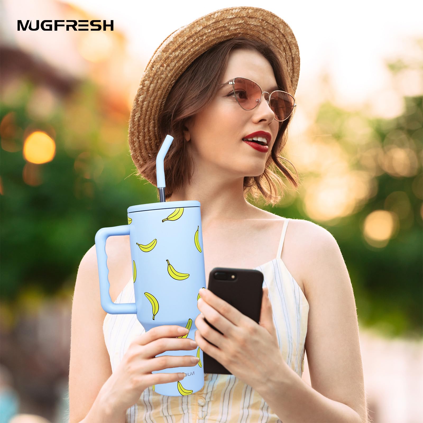 Butterfly Tumbler, Butterfly Gifts for Women 40 oz Insulated Tumbler with Handle and Straw Cup Holder Friendly Travel Mug Stainless Steel Water Bottle