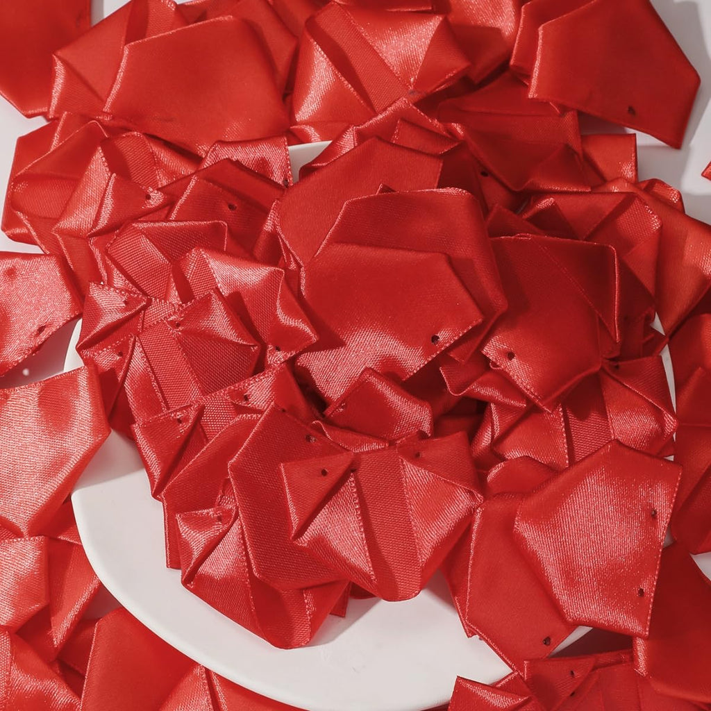 LatinaFlorista 300Pcs Premade Satin Ribbon Rose Petals Half-Finished for Eternal Rose DIY Ramos Forever Flowers Bouquets Everlasting Floral,for Wedding,Anniversary,Birthday (300 Pcs Red)