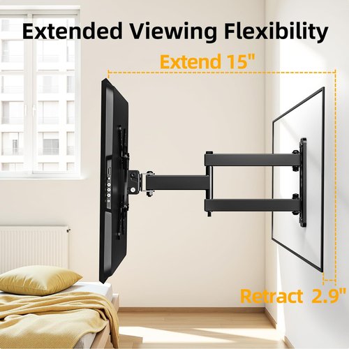 IWORKBOARD 32+ 40 inch Full Motion TV Wall Mount for 13-43" TVs & Monitor, 360° Rotating Small TV Mount Bracket, Articulating Swivel Tilting Extension, Max VESA 200x200mm, Single Studs, 55 lbs