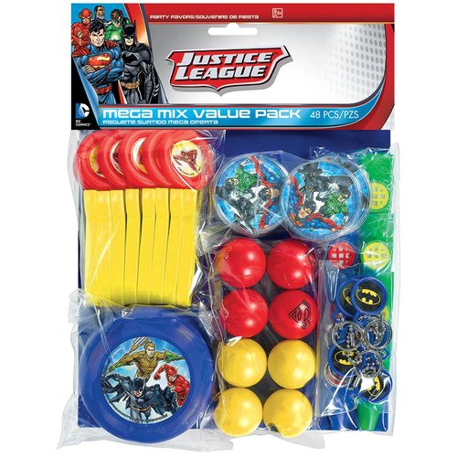 amscan Justice League Mega Mix Value Pack Favors, Party Favor,Multicolor,11 1/2" X 9"