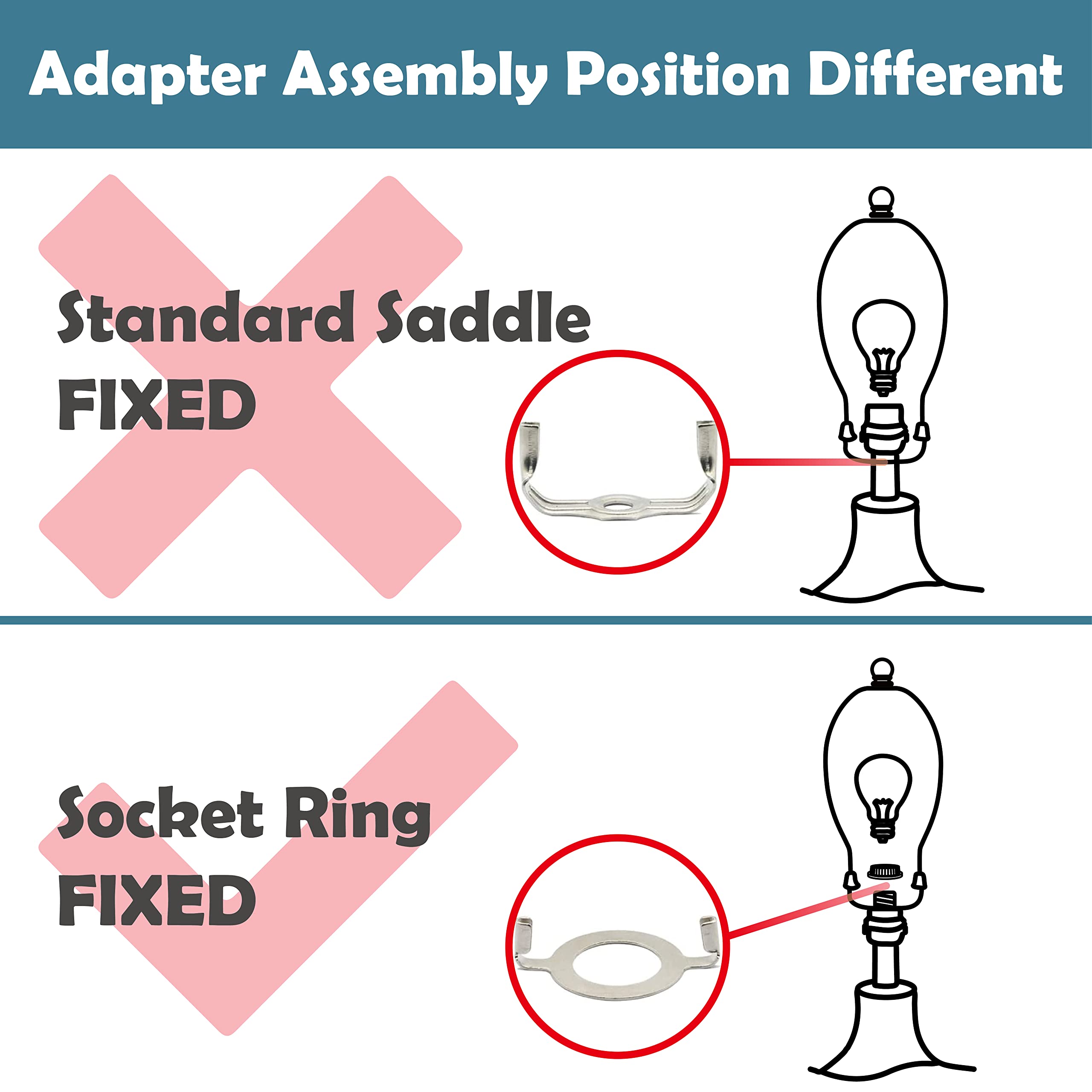 Aspen Creative 20043-22A, 12" Lamp Shade Harp Holder with E26 UNO Fitter Adapter, Includes Solid Steel Bumped Cylinder Finial, 12" Harp, and E26 36mm UNO Fitter in Satin Nickel Finish, 2 Pack