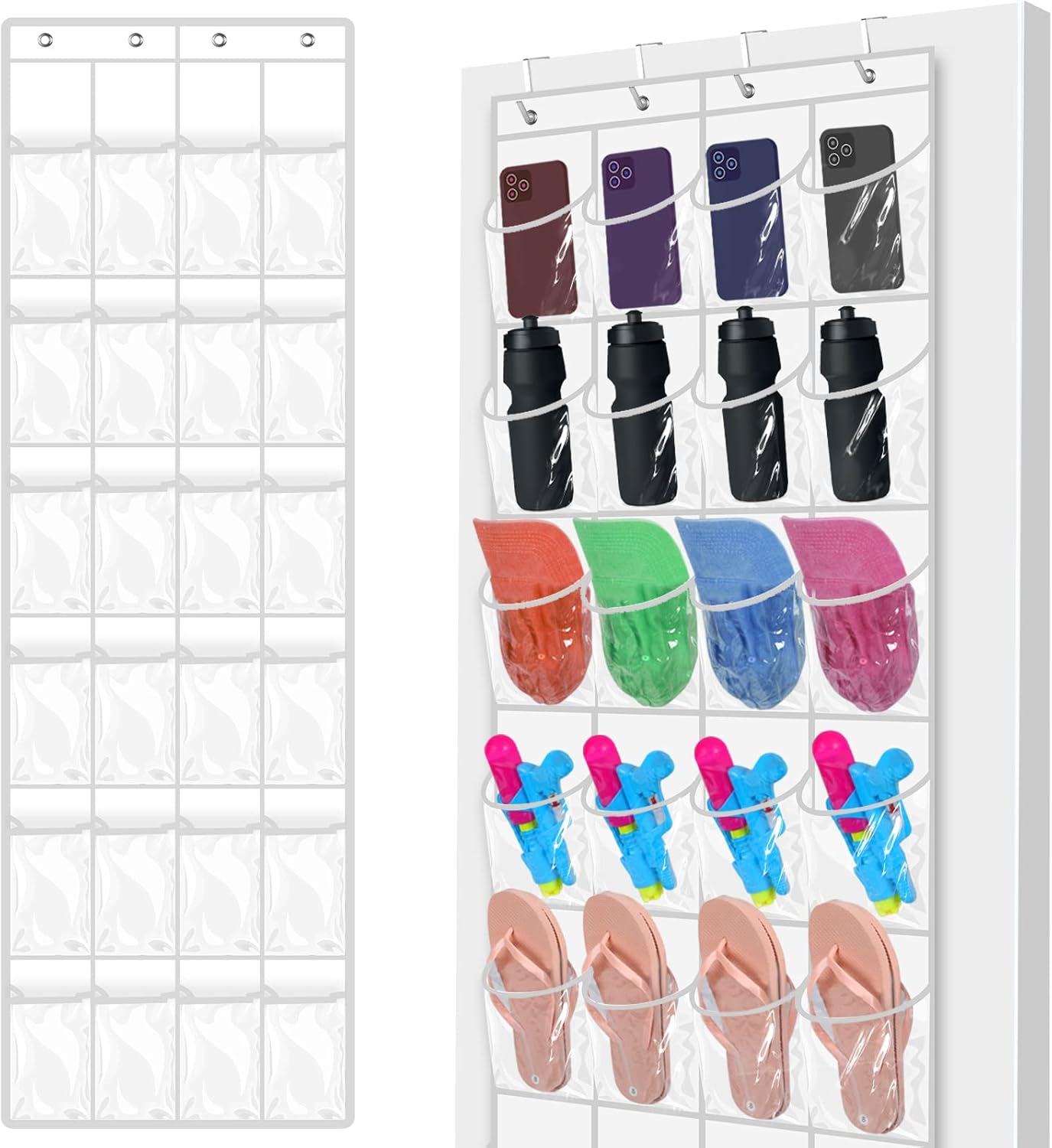 Windyun 24-Pocket Hanging Organizer - Large Clear Shoe Rack for Closet & Bathroom | Waterproof & Nonslip