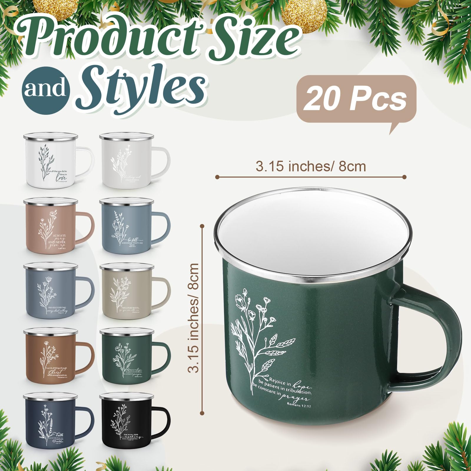 Gandeer 20 Pcs Easter Christian Coffee Mugs Bulk 12 oz Religious Bible Verse Quotes Enamel Mug for Easter Staff Coworker Teacher Nurse Social Worker Volunteer Sunday School Church