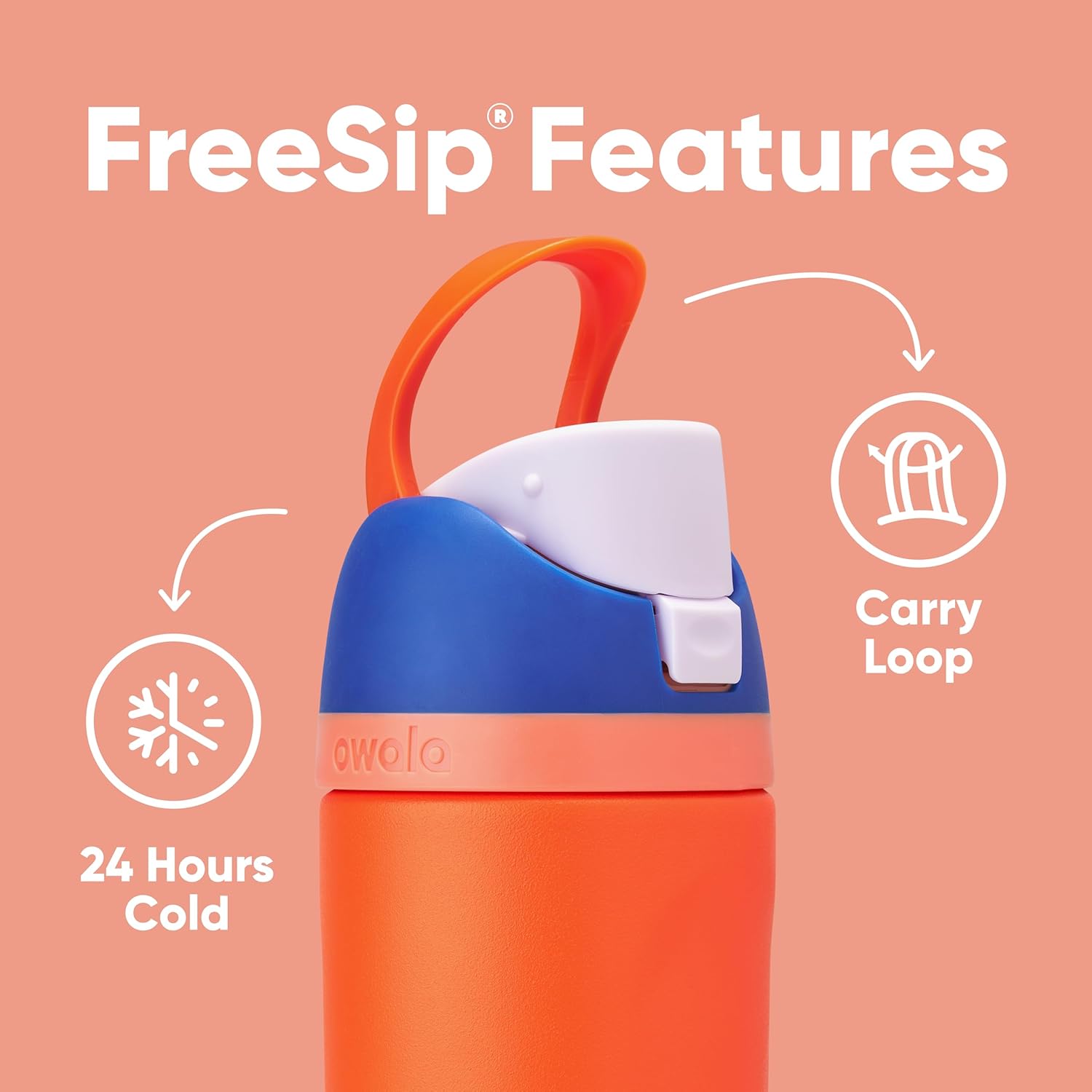 Owala Kids FreeSip Water Bottle - Insulated Stainless Steel with Straw, BPA-Free, 16 oz, Blue Citrus