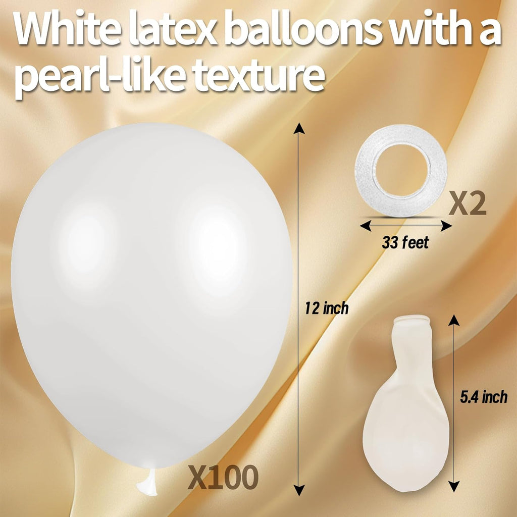 Pearl White Balloons - 12 Inch Latex Party Balloons for Weddings, Engagements & Celebrations