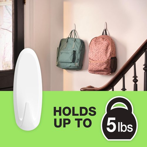 FrogTape reMOVEables Heavy Duty Wall Hooks - No Damage & Easy to Remove - White | Holds Up to 5 lbs (Pack of 1)