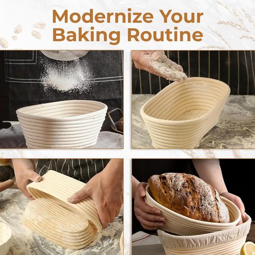 Banneton Bread Proofing Basket 9" Oval | Sourdough Proofing Basket with Linen Liner | Oval Banneton Bread Basket for Sourdough Baking Supplies | Non-Stick Bread Proofing Bowl for Perfect Loaves