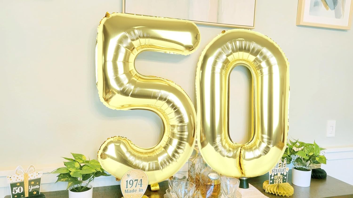 Number Balloons - 40 Inch Light Gold 1 Balloon for 1st Birthday Party Decorations & Baby Showers